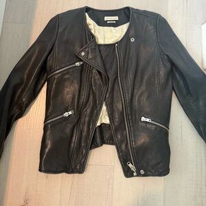 Isabel Marant Black Leather Jacket with Silver Accents